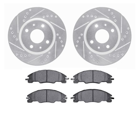 DYNAMIC FRICTION CO 7502-54036, Rotors-Drilled and Slotted-Silver with 5000 Advanced Brake Pads, Zinc Coated 7502-54036